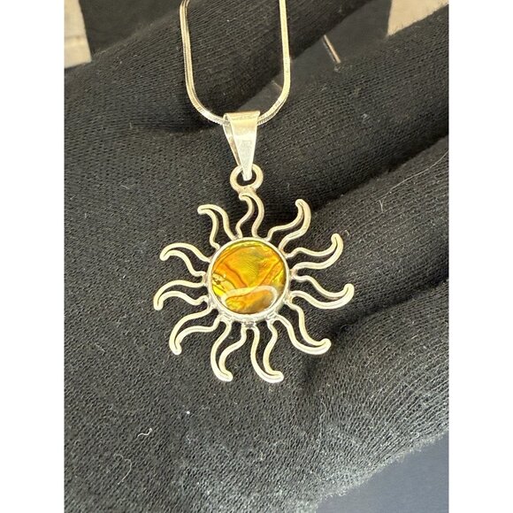 Vintage Charles Albert Sterling Silver 925 Abalone Sun Pendant B2 - Picture 5 of 16